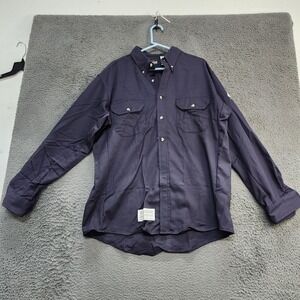 Bulwark FR Shirt Mens XL Navy Flame Resistant Long Sleeve Workwear SLU2NV2